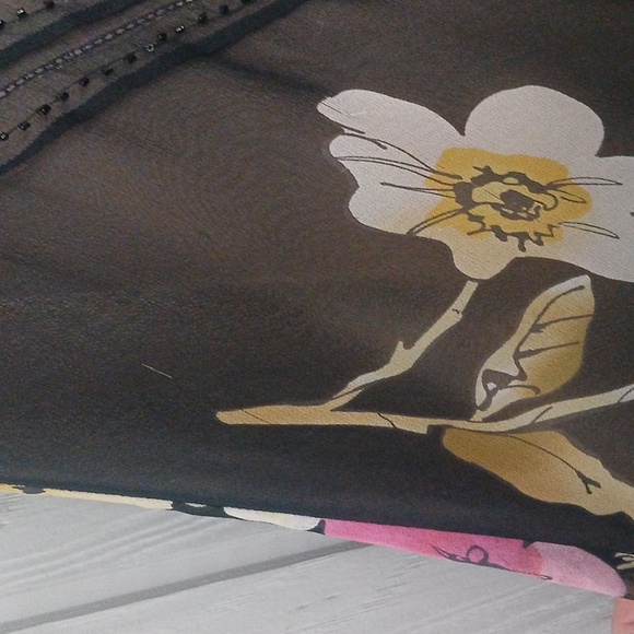 Vintage silk asymmetrical floral beaded dress Adrianna size M *see Measurement - Picture 8 of 8